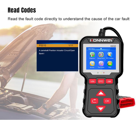 Miernik diagnostyczny, skaner OBD2 Konnwei KW320