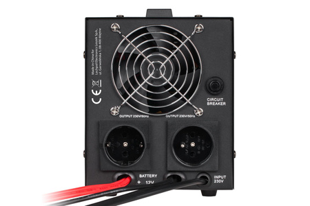 Zasilacz awaryjny KEMOT PROsinus-500 przetwornica z czystym przebiegiem sinusoidalnym i funkcją ładowania 12V 230V 500VA/300W - kolor czarny