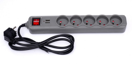 Przedłużacz z gniazdami USB 1,5m KD4033 - KRAFT&DELE