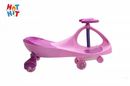 Jeździk Grawitacyjny Swing Car- Kauczukowe Koła LED różowy