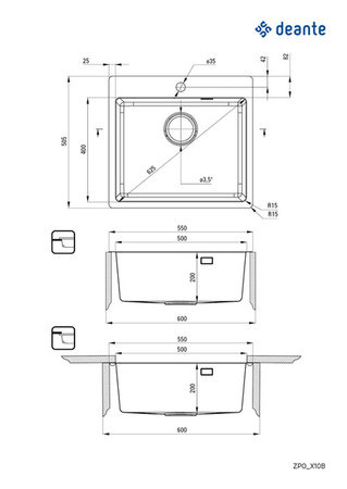 Zlewozmywak stalowy 1-komorowy (ZPO 010B) - Deante