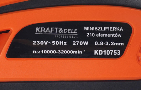 Mini szlifierka 270W + akcesoria 210el. KD10753 - KRAFT&DELE