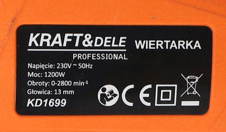 WIERTARKA ELEKTRYCZNA 1200W 0-2880min 13mm KD1699 - KRAFT&DELE