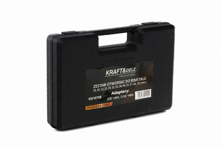 ZESTAW OTWORNIC DO DREWNA I METALU 17szt. 19-76mm + adapter KD10758 - KRAFT&DELE