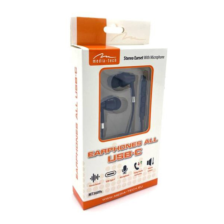 EARPHONES ALL USB-C - Słuchawki douszne z mikrofonem do smartfonów/tabletów z portem USB-C. Czarne