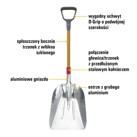 Szufla aluminiowa do ładowania CAT DH12 38cm węgiel śnieg (0841308101217) - Cat