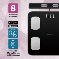Waga łazienkowa z uchwytem, elektroniczna, czarna, precyzyjna analiza składu ciała, Klausberg, KB-7852 KB-7852