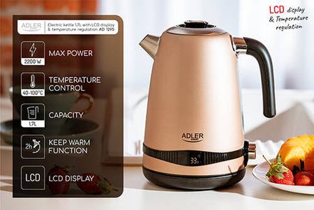 AD 1295 gold Czajnik metalowy 1,7L z LCD & regulacją temperatury