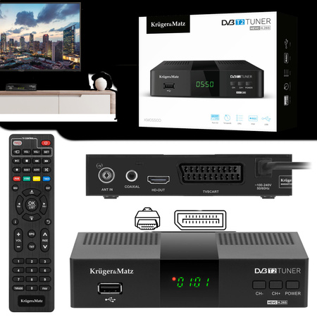 Tuner DVB-T2 H.265 HEVC Kruger&Matz