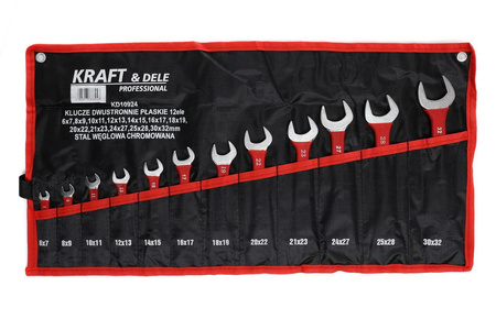 KLUCZE DWUSTRONNIE PŁASKIE 12el. KD10924 - KRAFT&DELE