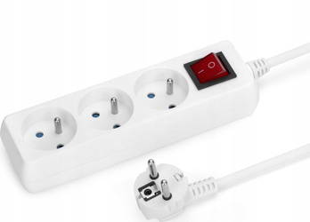 Przedłużacz  3 gn5m z przeł. biały MT118-5 Montis