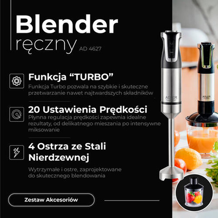 AD 4627 Blender ręczny - zestaw - 1800W