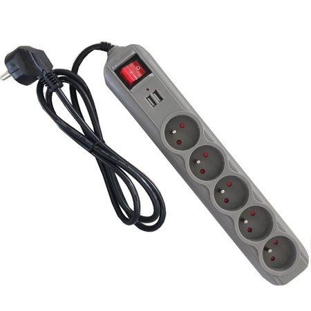 Przedłużacz z gniazdami USB 1,5m KD4033 - KRAFT&DELE