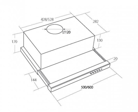Okap podszafkowy teleskopowy AKPO WK-7 LIGHT ECO 60 INOX (600mm; front stal nierdzewna)