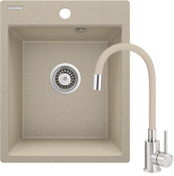 Zlewozmywak granitowy z baterią 1-komorowy (ZRCP7103) - Deante