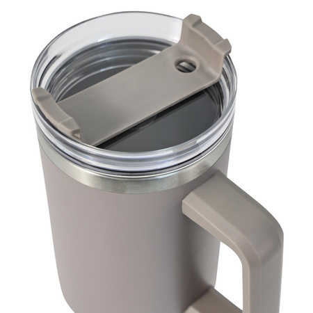 Kubek termiczny ze słomką, szary, 1100 ml, stal nierdzewna, Klausberg, KB-7943 KB-7943