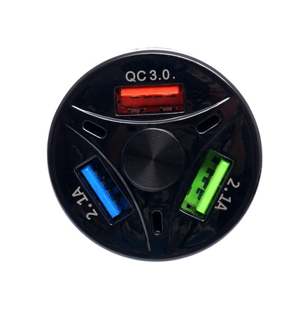 Ładowarka samochodowa QUICK CHARGE 3 porty USB LED KD1238 - KRAFT&DELE