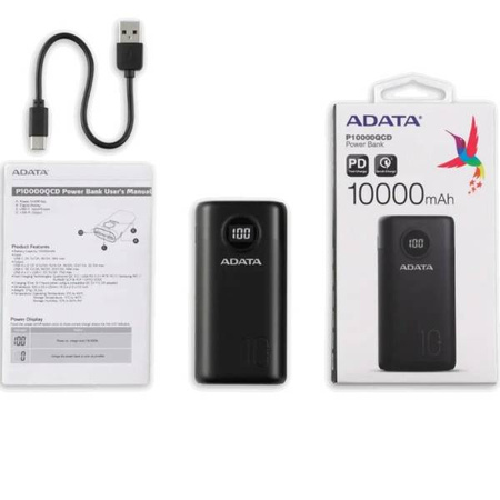 ADATA Powerbank P10000QCD 10000 mAh czarny (GSPOADA00001N0) - ADATA
