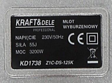 MŁOT WYBURZENIOWY3200W KD1738 + WALIZKA - KRAFT&DELE