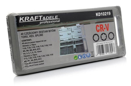 Komplet Bitów specjalnych KD10219 HEX, TORX, SPLINE 40cz. - KRAFT&DELE