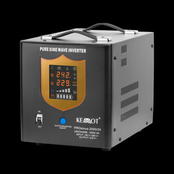 Zasilacz awaryjny KEMOT PROsinus-2000/24 przetwornica z czystym przebiegiem sinusoidalnym i funkcją ładowania 24V 230V 2000VA/1400W - kolor czarny
