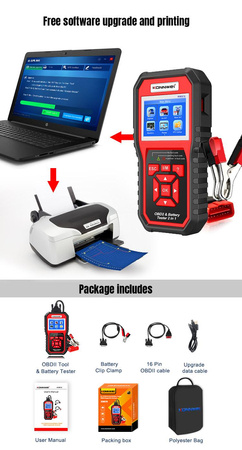 Miernik diagnostyczny, skaner OBD2, tester baterii Konnwei KW870