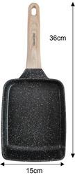 Patelnia prostokątna z powłoką nieprzywieralną, czarna z drewnianą rączką, 36x15x4cm, Klausberg, KB-7813 KB-7813