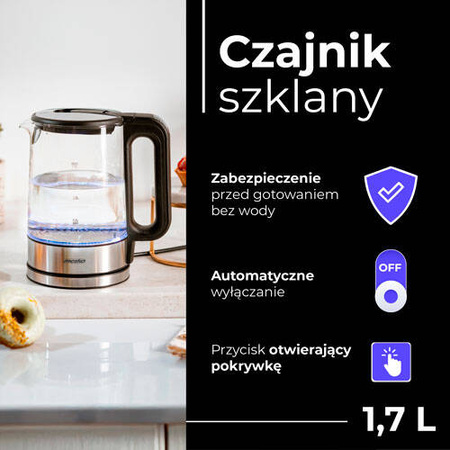 MS 1301 black Czajnik szklany 1,7 L z regulacją temp.