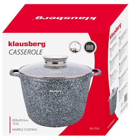 Garnek aluminium, szary marmurek Ø28cm 10l Klausberg KH-7526