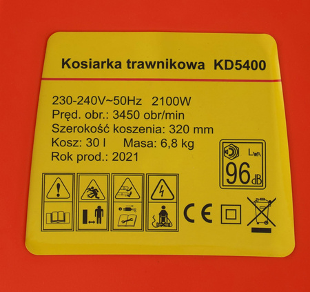 Kosiarka elektryczna 2100W KD5400 - KRAFT&DELE