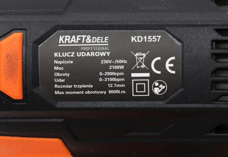 ELEKTRYCZNY KLUCZ UDAROWY 2100W 1/2" KD1557 - KRAFT&DELE