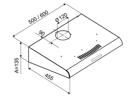 Okap do zabudowy MPM-61-PX-71 inox