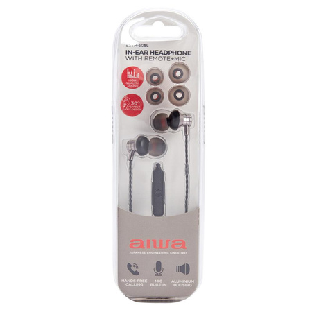 Słuchawki dokanałowe przewodowe AIWA ESTM-50SL srebrne (8435256897180) - AIWA