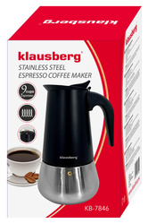 Zaparzacz do kawy espresso, stal nierdzewna, 9 filiżanek, czarna/srebrna, Klausberg, KB-7846 KB-7846