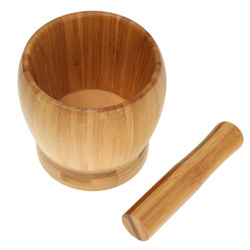 Moździerz, bambus zestaw 2 elementy, ø11,7x11,5cm Kingho KH-1617