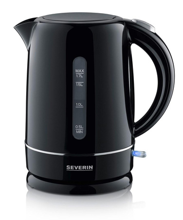 SEVERIN CZAJNIK ELEKTR. CZARNY, PLASTIK, POJ. 17 L, LAMPKA KONTR., SZEROKI OTWÓR, DŁ. PRZEWODU 70 CM, MOC 2200W WK4322