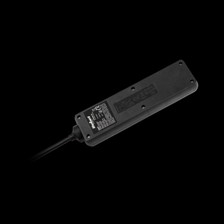 Przedłużacz sieciowy Rebel czarny 4 gniazda bez przełącznika, kabel 5m (3x1,5mm)