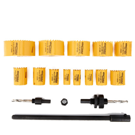ZESTAW OTWORNIC DO DREWNA I METALU 17szt. 19-76mm + adapter KD10758 - KRAFT&DELE