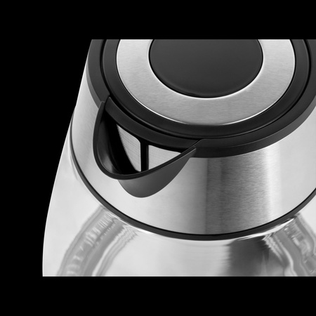 Czajnik elektryczny TEESA, szklany + inox, 2000 W, czarny, 1,7 L