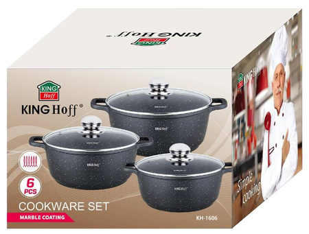 Zestaw garnków 6 elementów, czarny Kingho KH-1606