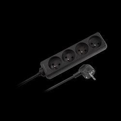 Przedłużacz sieciowy Rebel czarny 4 gniazda bez przełącznika, kabel 5m (3x1,5mm)