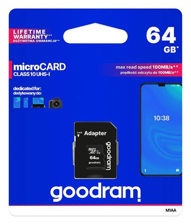 Karta pamięci Goodram microSD 64GB class 10 UHS I + adapter