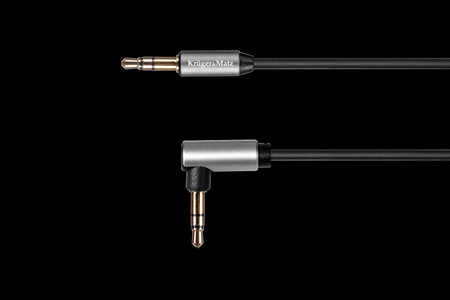 Kabel jack 3.5 kątowy - jack 3.5 prosty sprężynka Kruger&Matz Basic