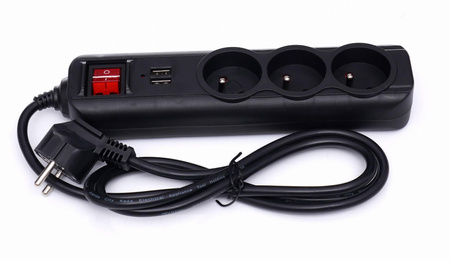 Przedłużacz z USB 1,5m 3 gniazda KD4031 - KRAFT&DELE