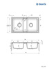 Zlewozmywak granitowy 2-komorowy (ZQZ A203) - Deante