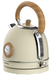 Czajnik elektryczny z termometrem, stal nierdzewna, kremowy z drewnem, 1,8l, 1850-2200W, Klausberg, KB-7906 KB-7906