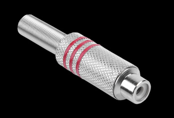 Gniazdo RCA srebrne 3 paski na kabel czerwone