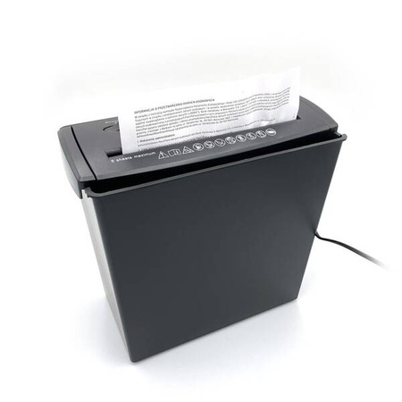 OFFICE SHREDDER – Niszczarka kartek papieru i kart kredytowych. Cięcie w paski, do 5 stron jednocześnie.