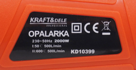 Wypalarka do chwastów 2000W + dysze KD10399 - KRAFT&DELE
