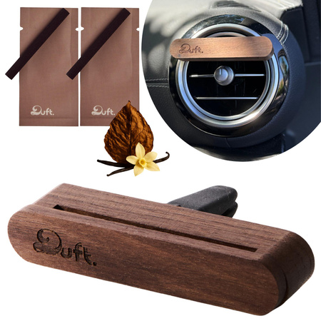 Zapach do samochodu DUFT Tobacco&Vanilia – drewniany dyfuzor na kratkę +2 wkłady
